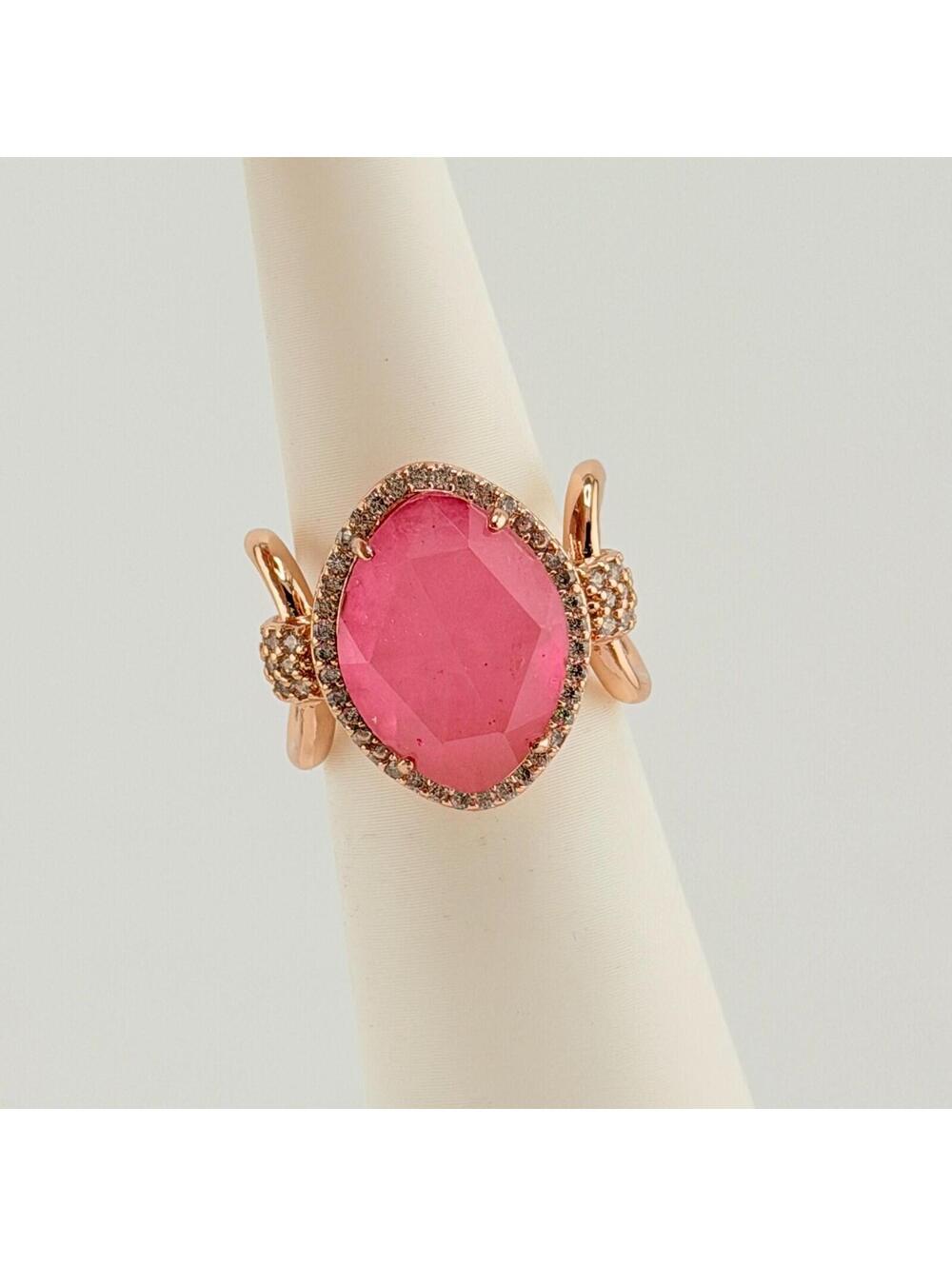 Bomb Party Resort Wear Ring Sz 6 "Waterstar Glam"  Pink Topaz on Rose Gold - Picture 7 of 9